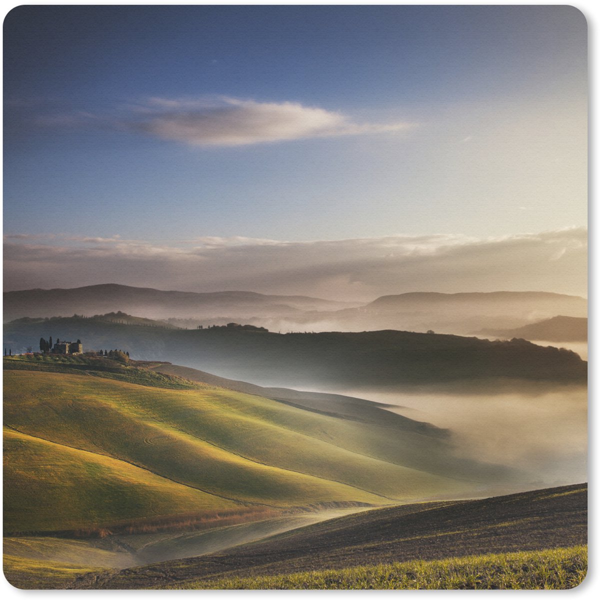 Muismat 30x30 cm - Mousepad Toscane - Mist - Landschap - Muismatten