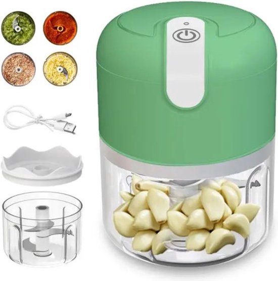 COCHO® Elektrische Hakmolen - USB Oplaadbaar - Mini Chopper 250 ml - Draadloos - Voor Groenten, Babyvoeding & Meal Prep - Groen van COCHO® — afbeelding 2