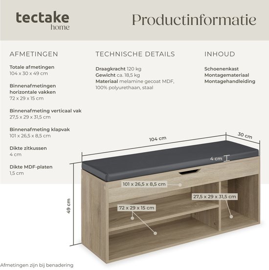 Schoenenrek voor Entree, 3-laags Verborgen Schoenenkast met Zitje En Opklapbare Opbergruimte, Multifunctionele Moderne Schoenenbank voor Kast, Hal, Slaapkamer Schoenenrek voor Entree, 3-laags Verborgen Schoenenkast met Zitje En Opklapbare Opbergruimte, Multifunctionele Moderne Schoenenbank voor Kast, Hal, Slaapkamer