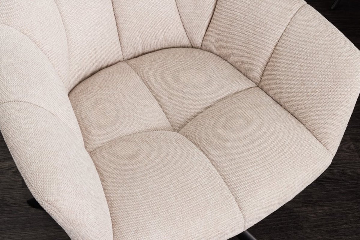Invicta Interior Bureaustoel PAPILLON champagnebeige decoratief gewatteerd zwart metalen frame - 43110 Zie omschrijving