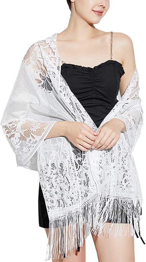 Châle Triangle Femme En Dentelle - Écharpe Légère Pour Robe De Soirée, Mariage - 180x70 Cm - Plusieurs Couleurs