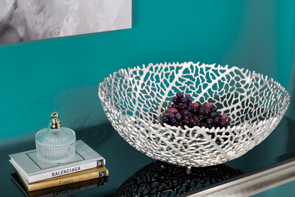 Filigraan design kom ABSTRACT BLAD 45cm zilver handgemaakt - 43191