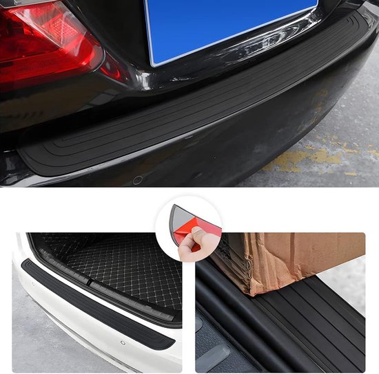 Bumperbescherming, rubber, 104 x 9 cm, dorpelbescherming voor de kofferbak, krasbestendig, bumperbescherming, slijt- en krasbestendig, autobumperbescherming, geschikt voor de meeste auto's, SUV's