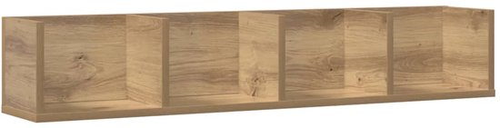 vidaXL - CD-wandschap - 100x18x18 - cm - bewerkt - hout - artisanaal - eikenkleurig