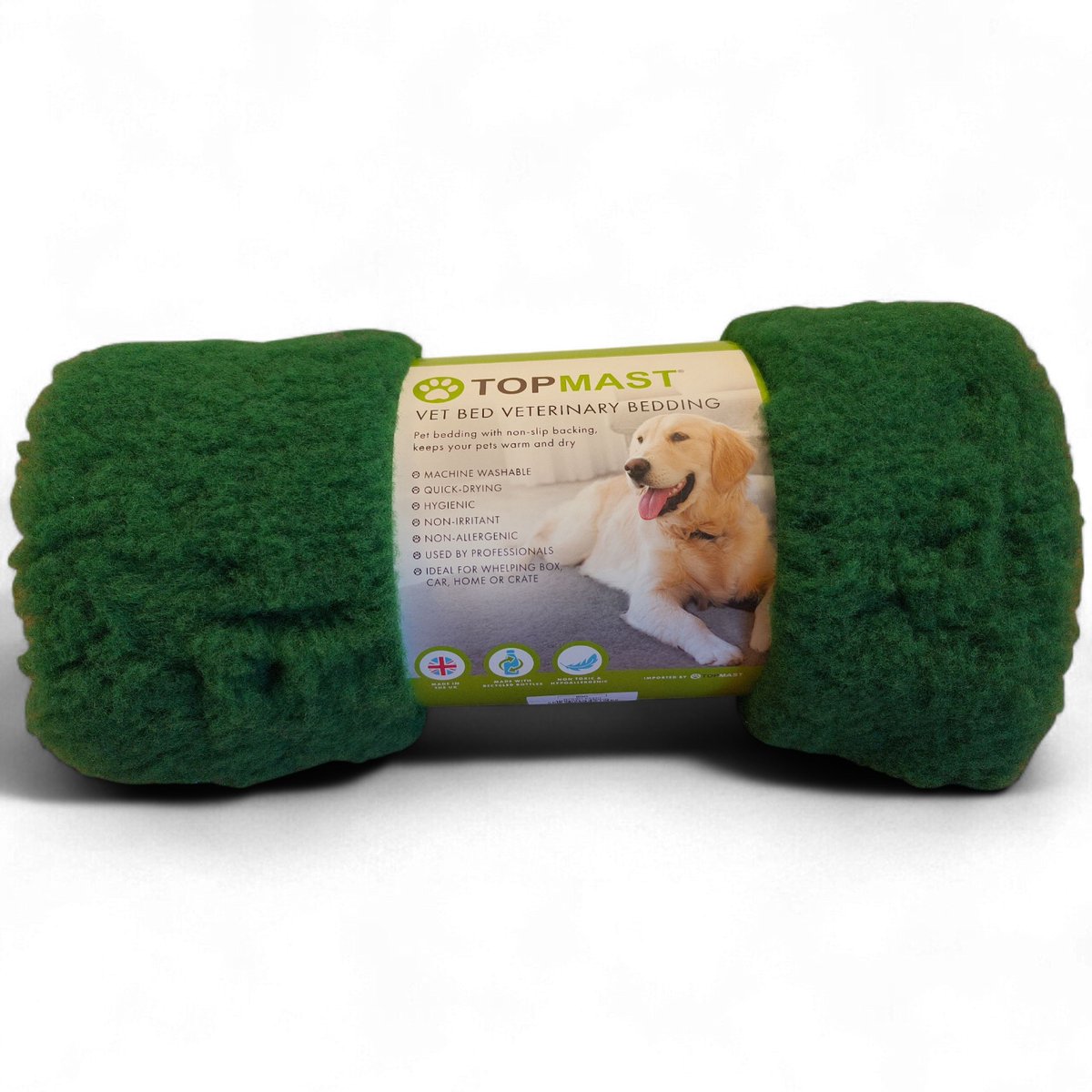 Topmast VetBed Groen - 100 x 75 cm - Antislip & Hypoallergeen