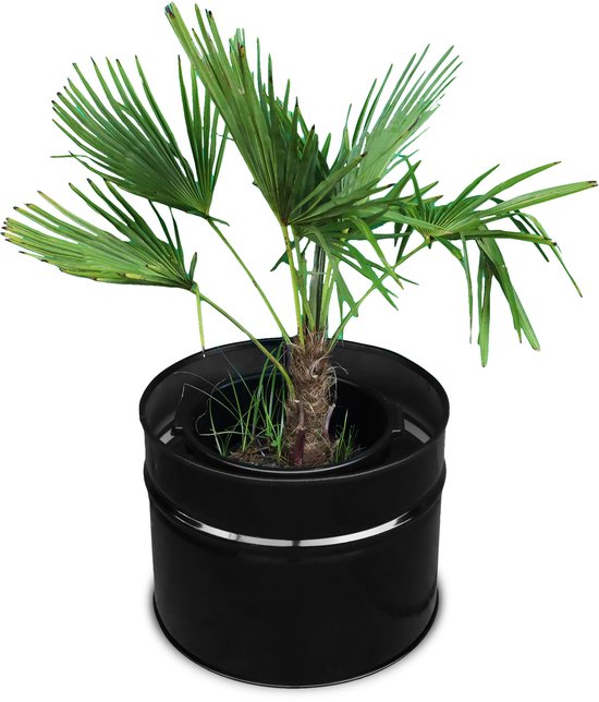Jardinière industrielle en métal noir de 100 litres avec cuve intérieure pour usage intérieur et extérieur 57x57x43