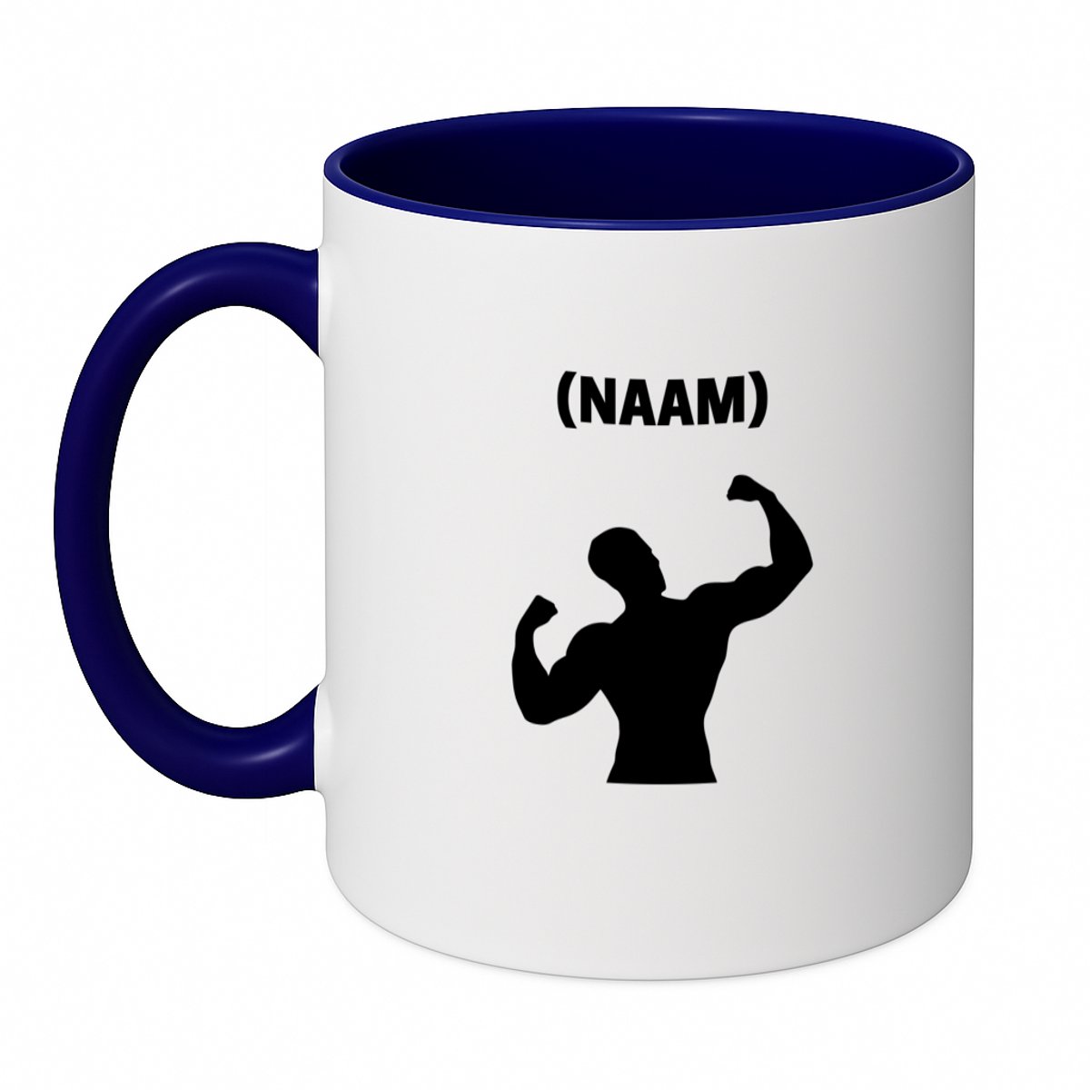Hacebo® - Fitness met eigen naam koffiebeker donker blauw - Fitness - Sporter - thee mok - koffie beker - Sportschool - koffiemok - 350 ML inhoud
