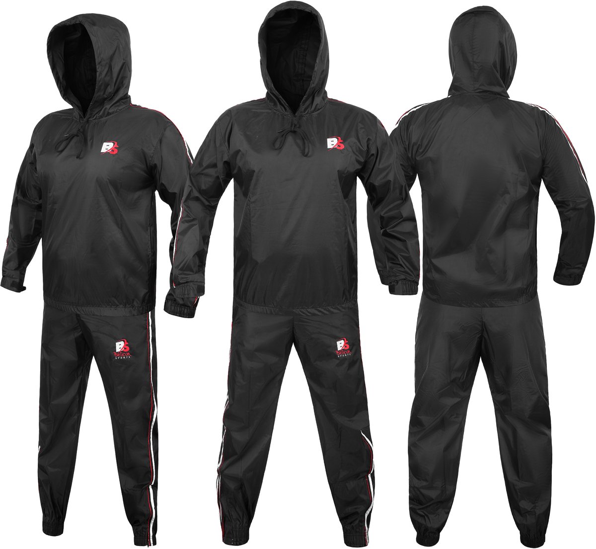 Saunapak voor gymtraining en fitnesstraining, niet-scheurende zweetpakken voor mannen, vrouwen, gewichtsverlies, afslankoefeningen, trainingspak met capuchon voor cardio, gewichtheffen, hardlopen, joggen.Sweat Suit for fitness n training.
