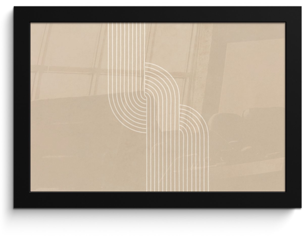 FrameYourWall Poster in lijst - Fotolijst 30x20 cm - Posters - Parallelle lijnen - Lichte textuur - Beige - Posterlijst zwart - Decoratie - Wanddecoratie woonkamer - Muurdecoratie slaapkamer