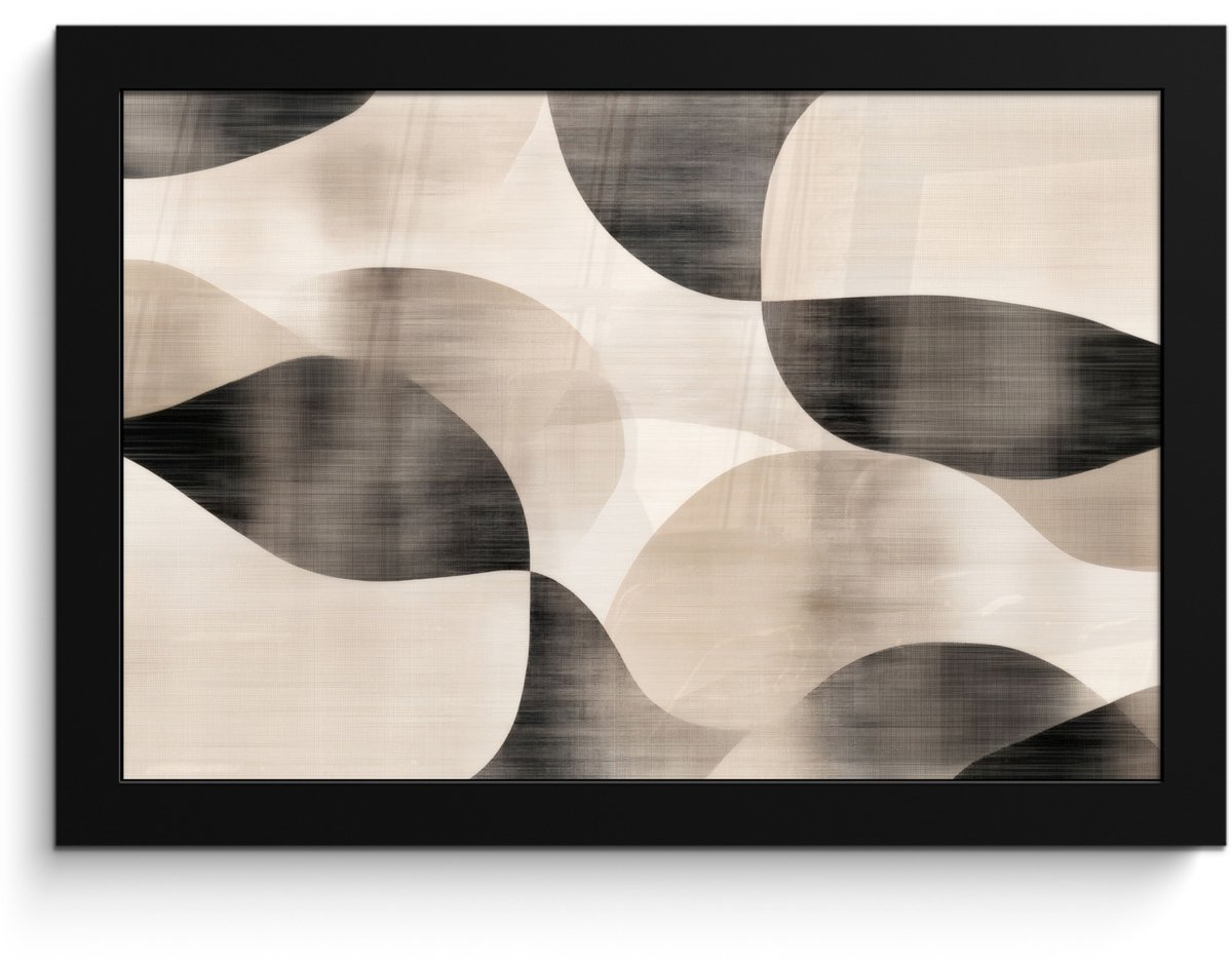 FrameYourWall Poster in lijst - Fotolijst 30x20 cm - Posters - Grillige vormen - Subtiele overgangen - Dynamisch - Posterlijst zwart - Decoratie - Wanddecoratie woonkamer - Muurdecoratie slaapkamer vormen - Dynamisch