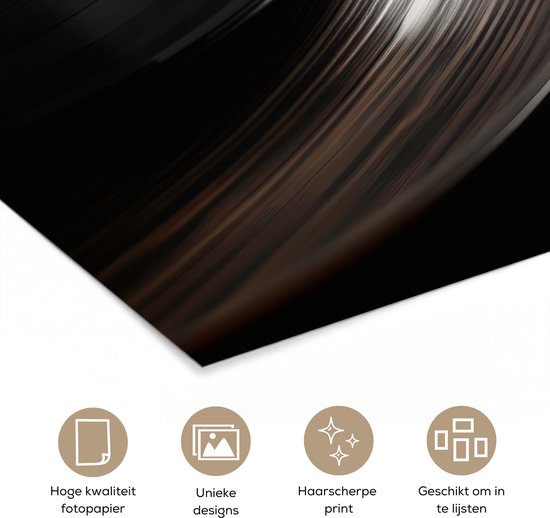 Affiche 40x60 cm - Gros plan - Disque vinyle - Tourne-disque - Zwart - Posters - Décoration chambre - Décoration murale salon - Décoration murale chambre