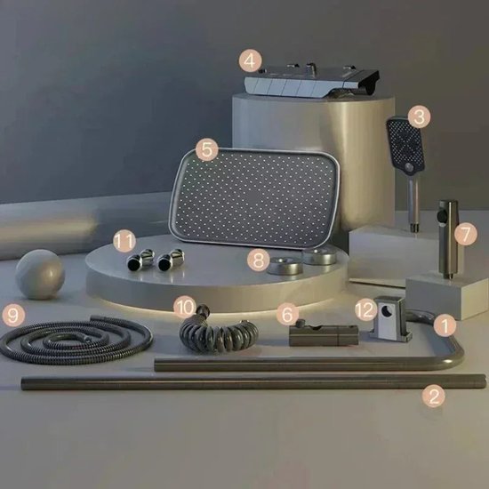 JOHO Douchekraan thermostaat-Thermostatische Douchekraan, Thermostaat voor Douchekolom, Mixer tap Douchethermostaat mengkraan voor douche bad chroom, rond