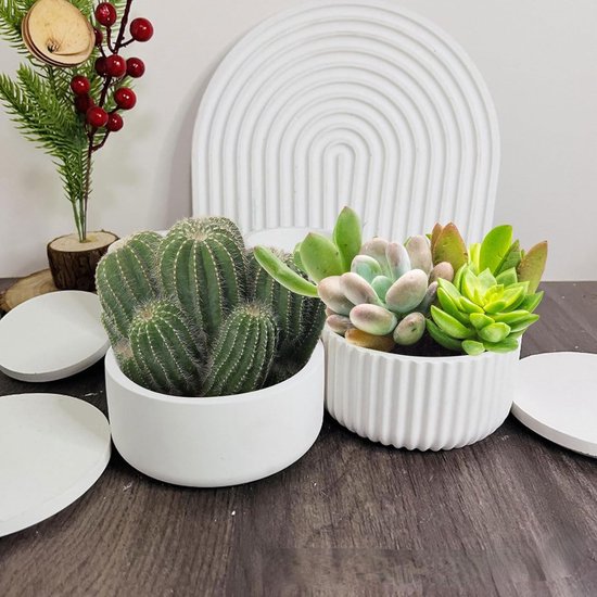 4Pcs Silicone Mould for Succulents, Cactus, Flower Pot - Concrete Mould, DIY Pouring Mould with Lid for Resin, Epoxy Resin van Merkloos	 — afbeelding 4