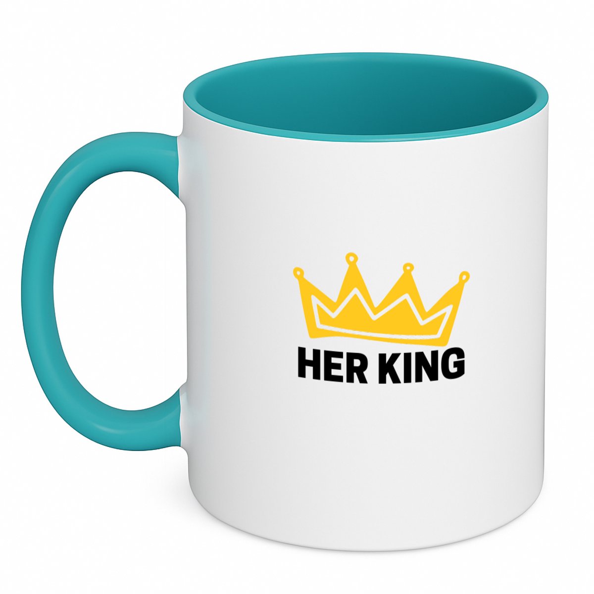Hacebo® - her king koffiebeker turquoise - Koning - iemand die zich voelt als een koning - thee mok - koffie beker - valentijnsdag - verjaardag - cadeautje voor vriendje - kado - geschenk - koffiemok - 350 ML inhoud