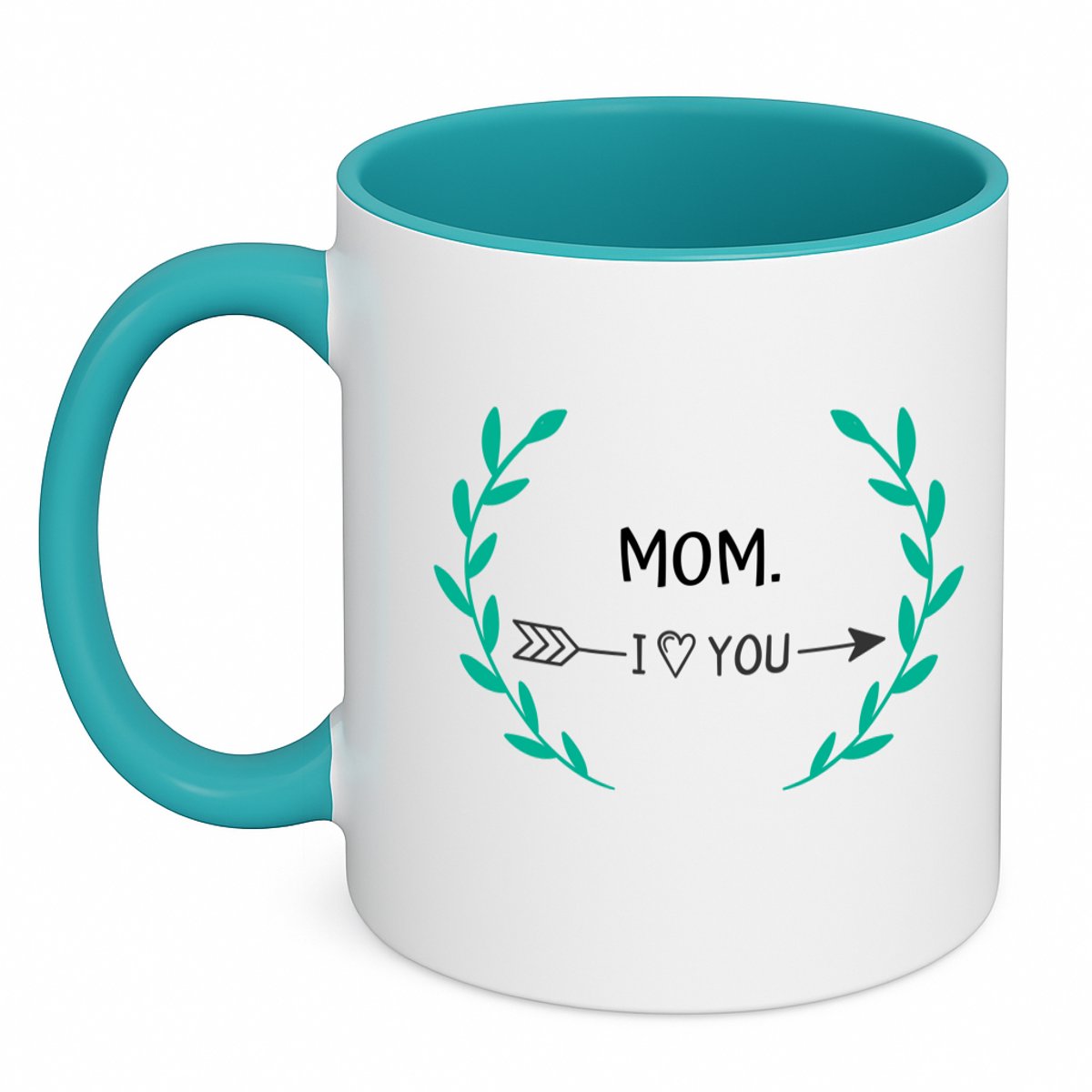 Hacebo® - mom I love you koffiebeker turquoise - Mama - de liefste moeder - thee mok - koffie beker - Moeder cadeautjes - moederdag - verjaardag - geschenk - kado - koffiemok - 350 ML inhoud