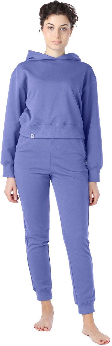 Bellivalini – Sportpak - Dames Huispak – Joggingpak – Trainingspak – Katoen – Tweedelig - Lange Mouwen – Paarsblauw – S – BLV-BLV50-222-SET