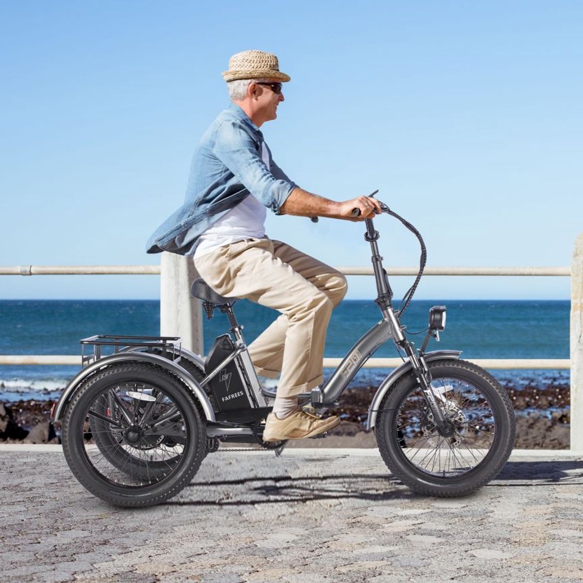 Dik Klapfiets E-Bakfiets 20 Inch 48V 21Ah Accu, Hydraulische Schijfremmen Elektrische Fiets, Elektrische Vrachtsfiets 180kg, Blauw Driewieler E-Bike – foto 8