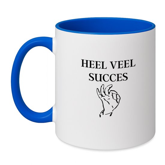 Foto: Hacebo heel veel succes koffiebeker zee blauw afscheid bedank cadeau collega thee mok koffie beker bedankje cadeautje voor collega kado afscheids cadeau koffiemok 350 ml inhoud