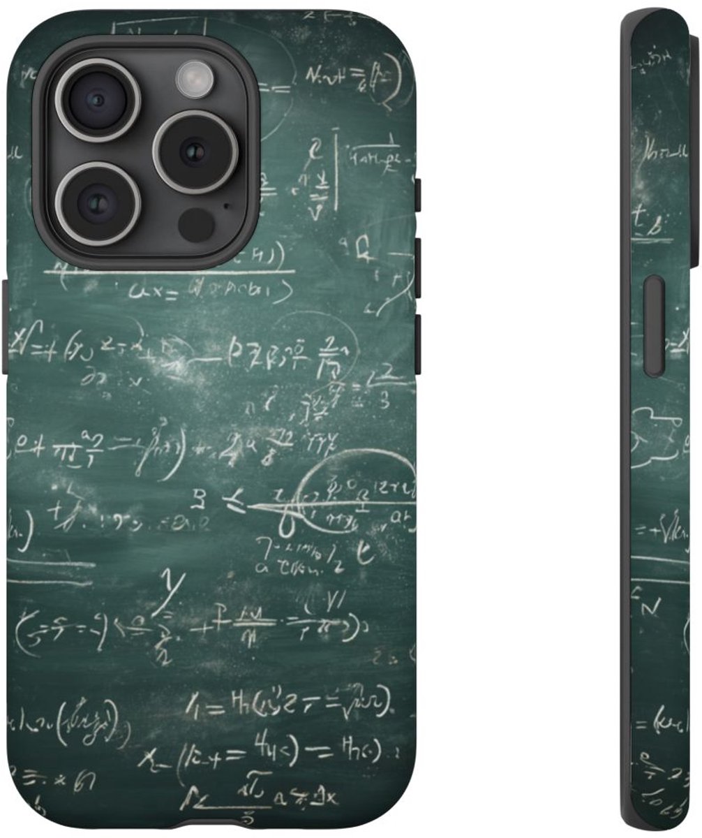 Wiskundige Formules op Schoolbord – Telefoonhoesje Geschikt voor iPhone 15 Pro