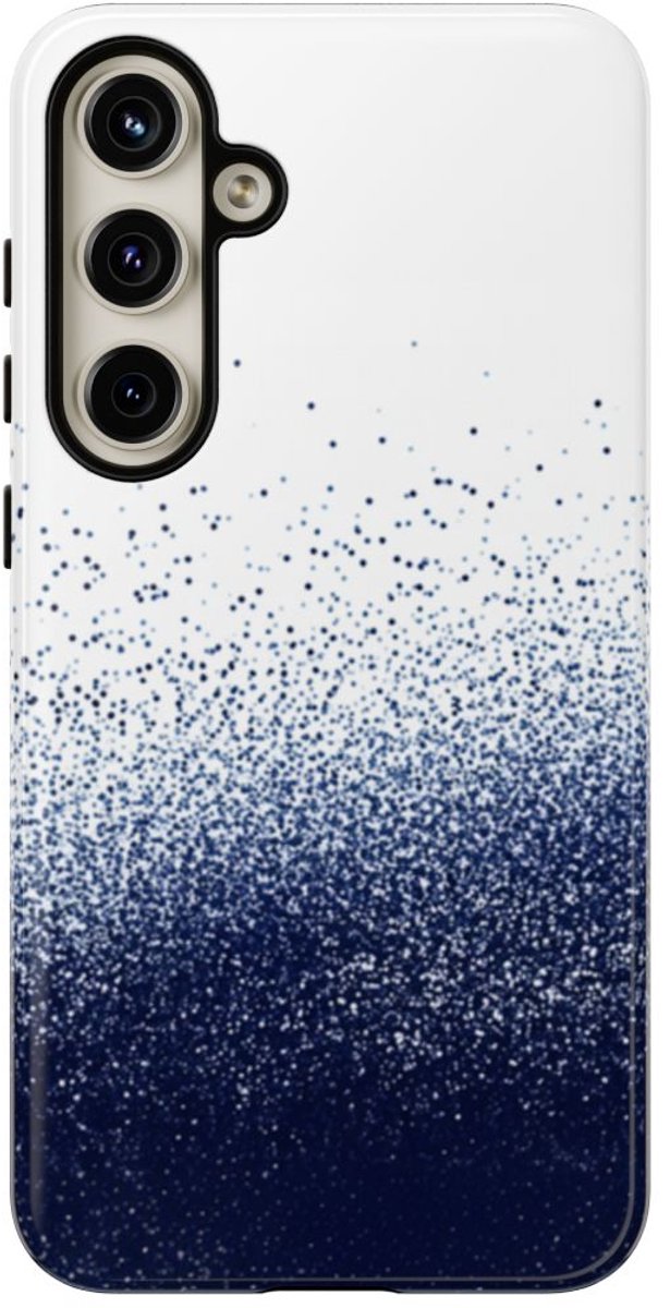 Abstracte Puntjesstructuur in Donkerblauw – Telefoonhoesje Geschikt voor Galaxy S24 Plus