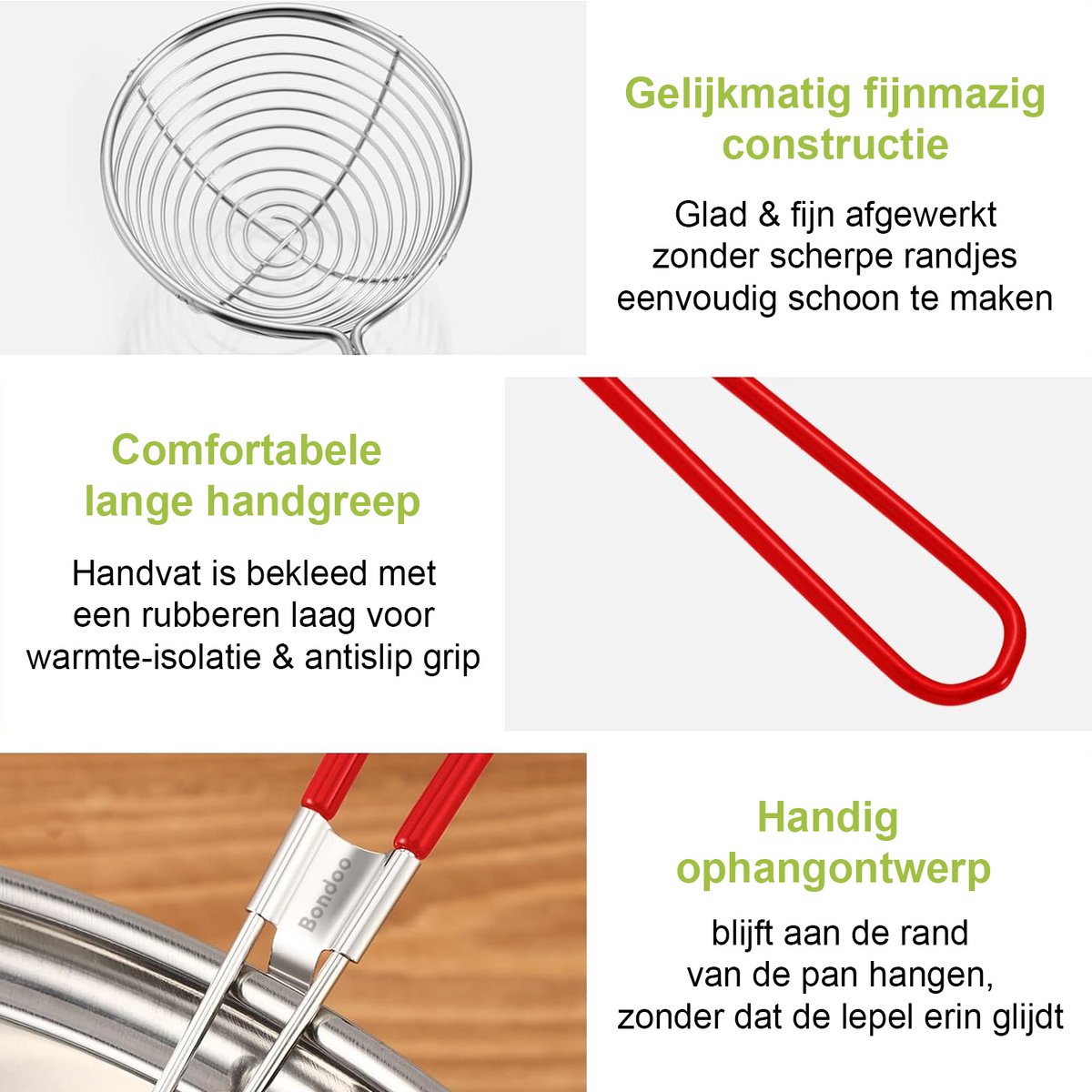 Fondue netjes voor Hotpot - Roestvrij staal - met handgreep - Ø6,5cm - los verkrijgbaar of als set van 4/6/8 stuks - Rood – foto 4