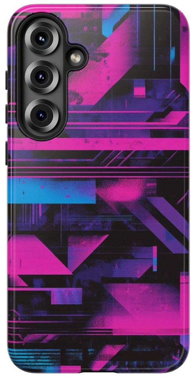 Neon Geometrisch Abstract Patroon – Telefoonhoesje Geschikt voor Samsung Galaxy S25 Plus