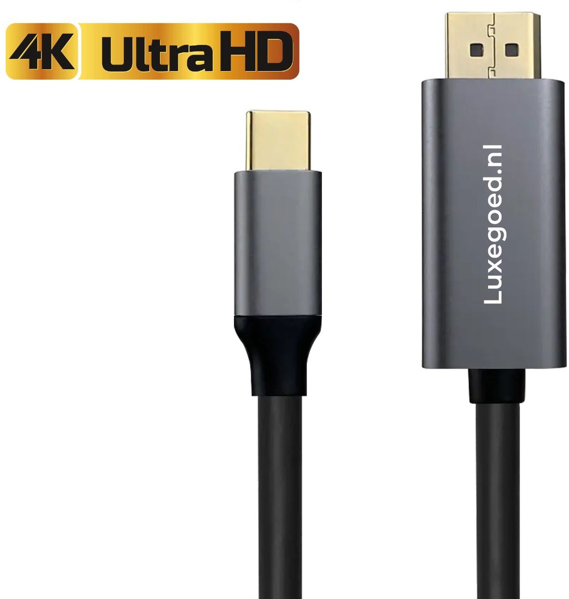 Luxegoed - USB C naar HDMI - USB C naar HDMI adaptor - USB C naar HDMI Kabel- 4k Ultra HD - 60 Hz - 1 Meter - Aluminium Space Grey