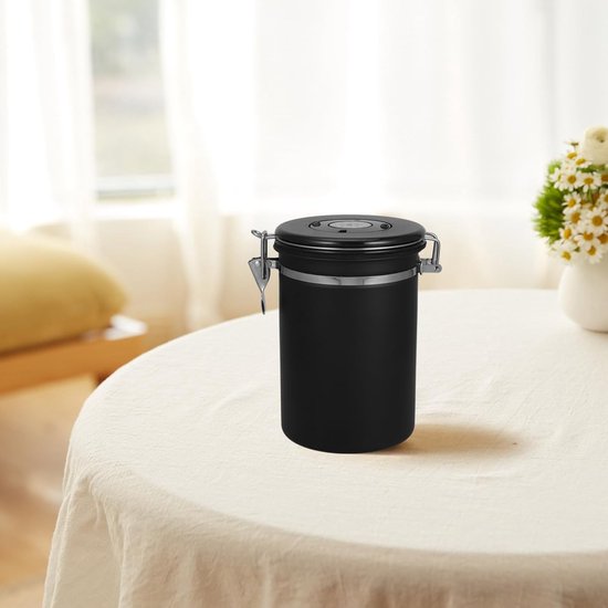 YAYODS Set van 4 voorraaddozen, koffieblik van roestvrij staal met kijkvenster, 4 maten, roestvrijstalen koffiepads, koffiedozen met deksel voor koffie, thee, meel, muesli, koekjes