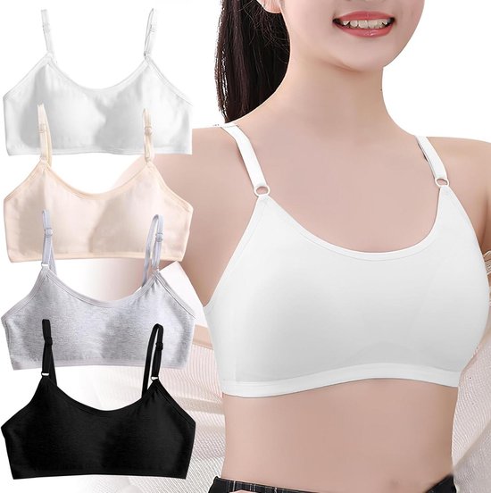 Foto: Allecto plus 4 pack sportbeha s voor tieners meisjes ondergoed gevoerde trainingsbeha s met vaste voering