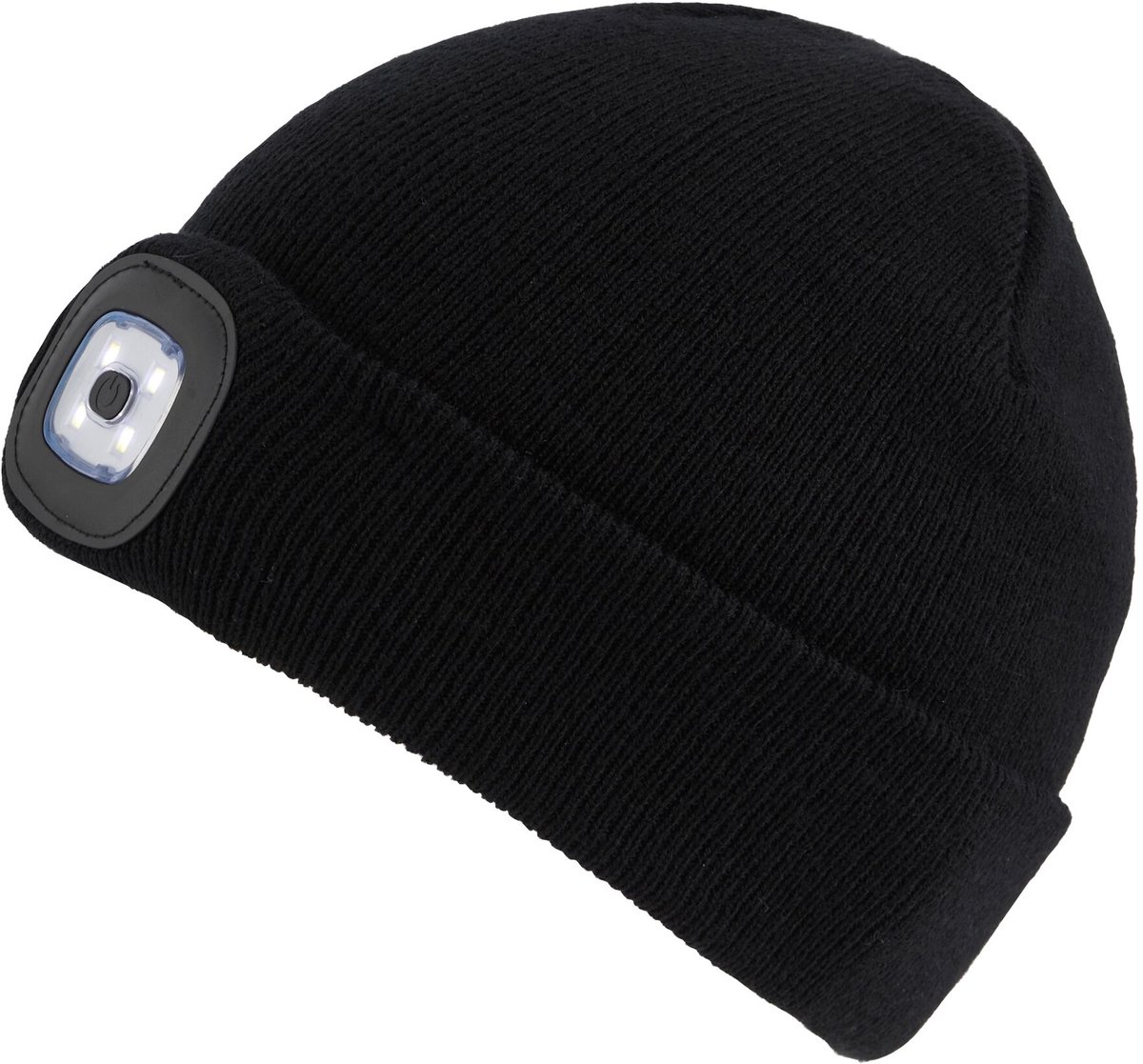Unisex beanie muts met oplaadbare lamp Zwart