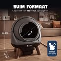 De JC Pets automatische kattenbak met afmetingen van 66 cm hoogte en 30 cm breedte van de opening. Capaciteit van 65L en 8L opvangbak. Geschikt voor katten tot 11kg.