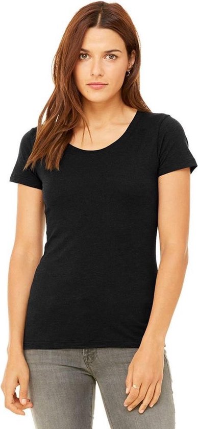 Lot de 3 T-shirts Vanille Slim Fit col rond pour femme - Tour de poitrine 50 cm - Taille XL - (couleurs Zwart- Wit- Rose)
