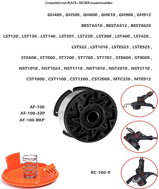 Maaidraad- maaidraad makita- 6 Stuks - trimmerdraad - Duurzame vervangende spoelen-Verhoogt de snijsnelhei-1,65 mm diameter-Spoelen - Vervangende spoelen -geschiktGeschikt Voor Black & Decker-30ft van Merkloos	 — afbeelding 3
