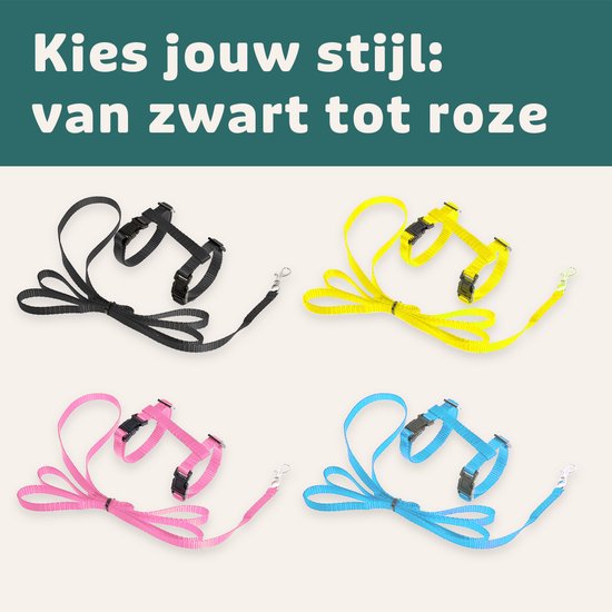 Kattentuigje Met Looplijn Kattenharnas Kittentuigje Kattenriem Met Looplijn Kat Kitten Tuigje Verstelbaar - Zwart