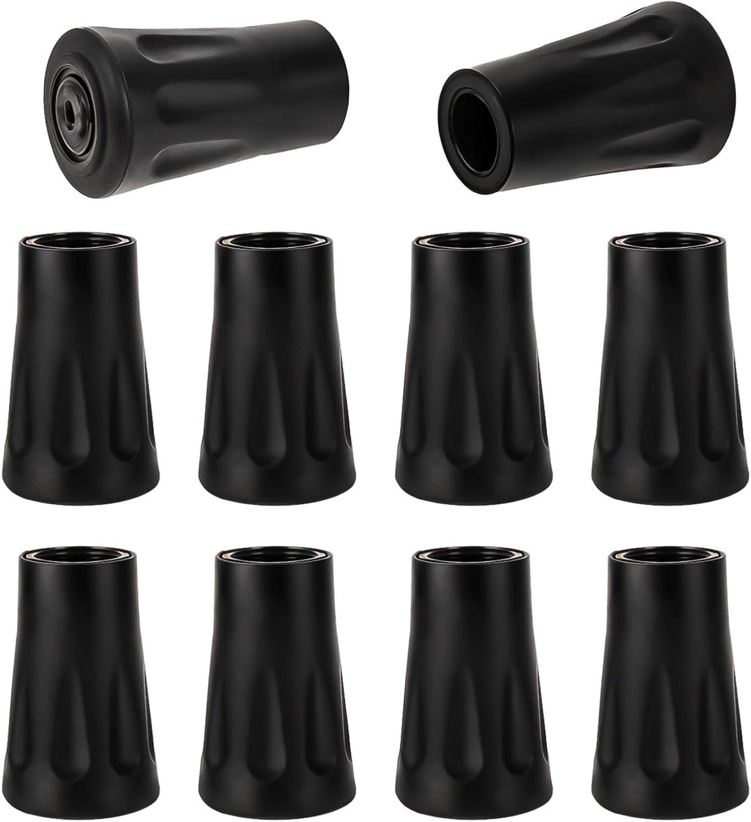 Rubberen Tips voor Wandelstokken - Set van 10 stuks voor Trekkingstokken - Vervanging met Schokabsorptie en Antislip - Geschikt voor stokdiameter van 12 mm