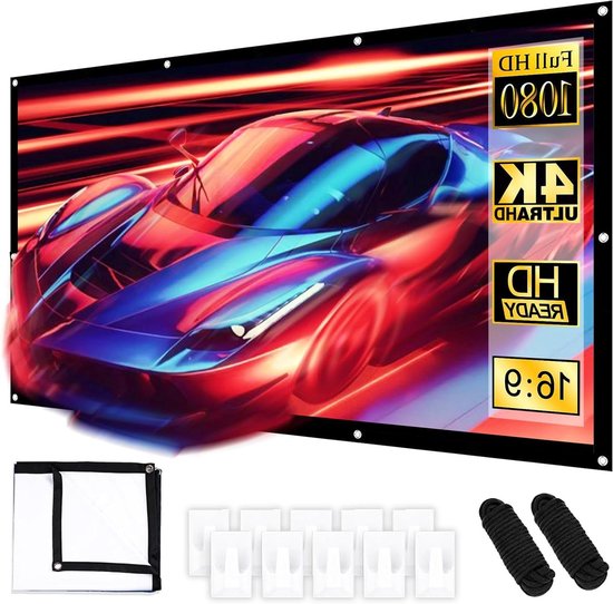 Projectiescherm, projectiescherm, 4:3/16:9 HD intrekbaar draagbaar met zelfvergrendelende functie, wand/plafond gemonteerd projectiescherm, voor thuisbioscoop, dia/videoshow (60 inch 4:3