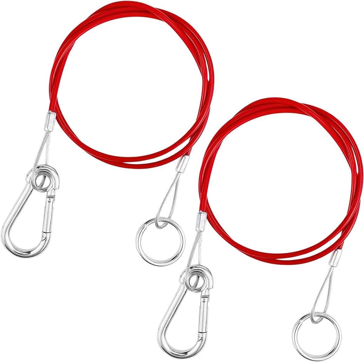 Scheurtouw voor aanhanger - 2 stuks remkabel vangkabel - 1 meter lang - Rode afscheurkabel met haak en oog - Veiligheidskabel