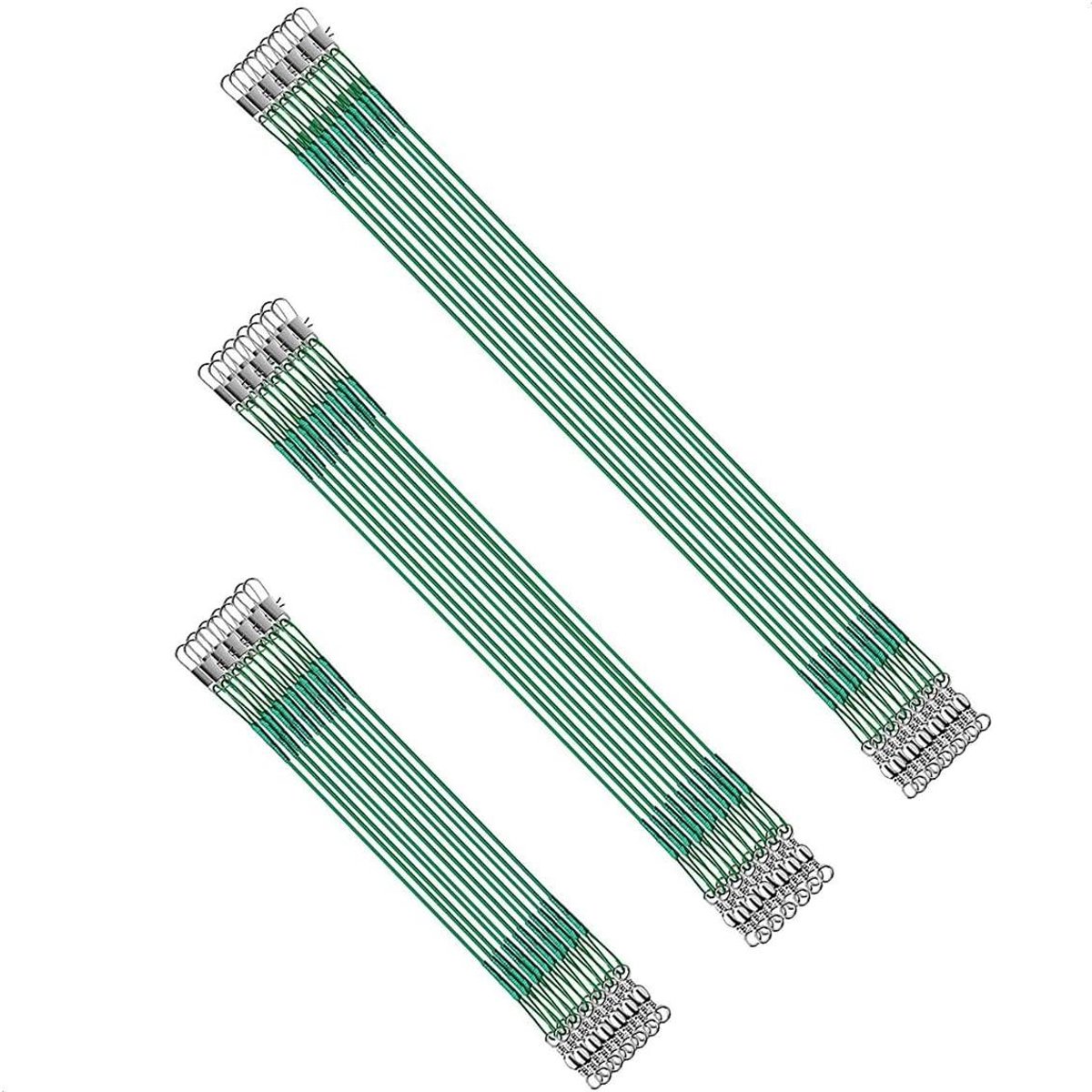 Allecto Plus - Anti-Bite Fishing Wire Leaders van Roestvrij Staal 60 stuks - Vislijn met Rolling Swivels en Snaps 15/20/25cm
