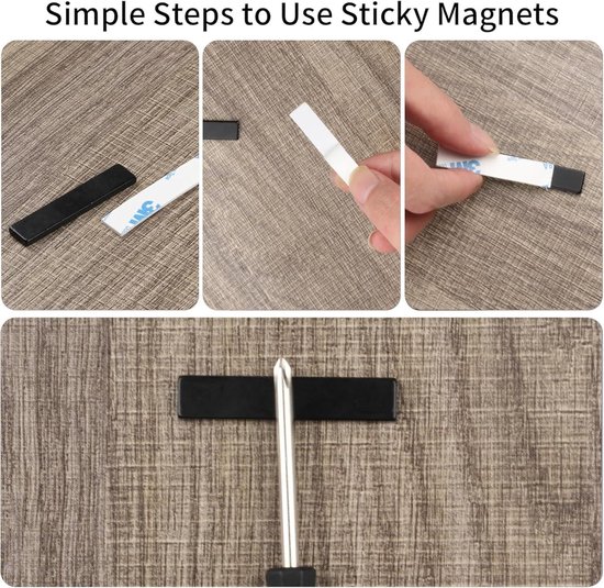 4 Stuks Neodymium Magneetjes – Extra Sterk, Zwart, 50x10x3 Mm – Met Zelfklevende Backing En Dubbelzijdig Tape – Perfect Voor Keukenkastjes, Magneetborden En Meer