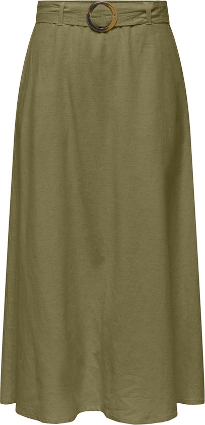 Jupe verte ligne A avec ceinture à boucle ronde et ceinture.