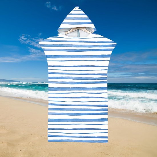 SUN CUBE Surf Poncho, wikkelbadjas met capuchon, dik, sneldrogend, microvezel, wet, hangende handdoek voor surfen, strand, zwemmen, outdoor, sport, zeeblauw