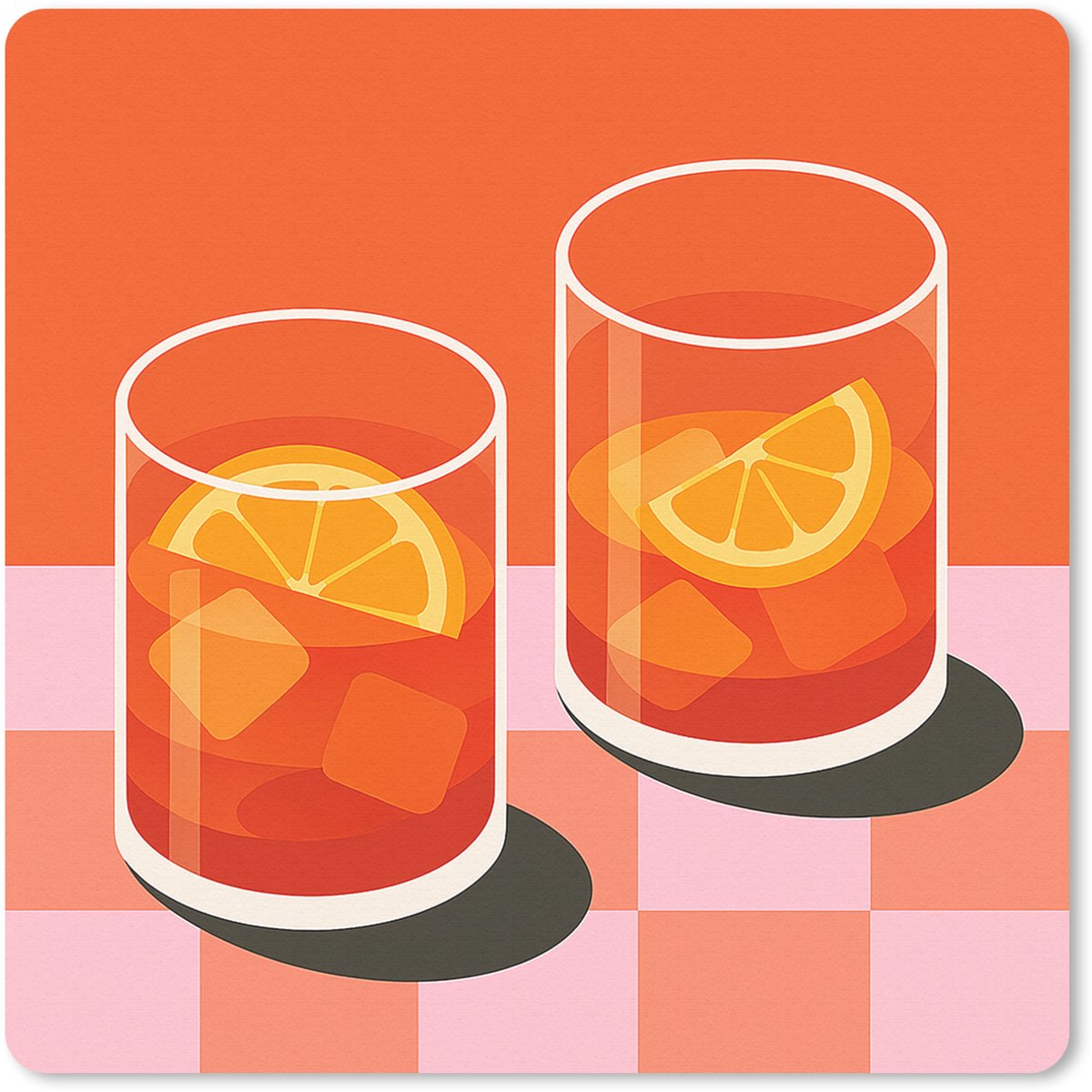 Muismat 20x20 cm - Mousepad Sinaasappel - Glazen - Oranje - Muismatten