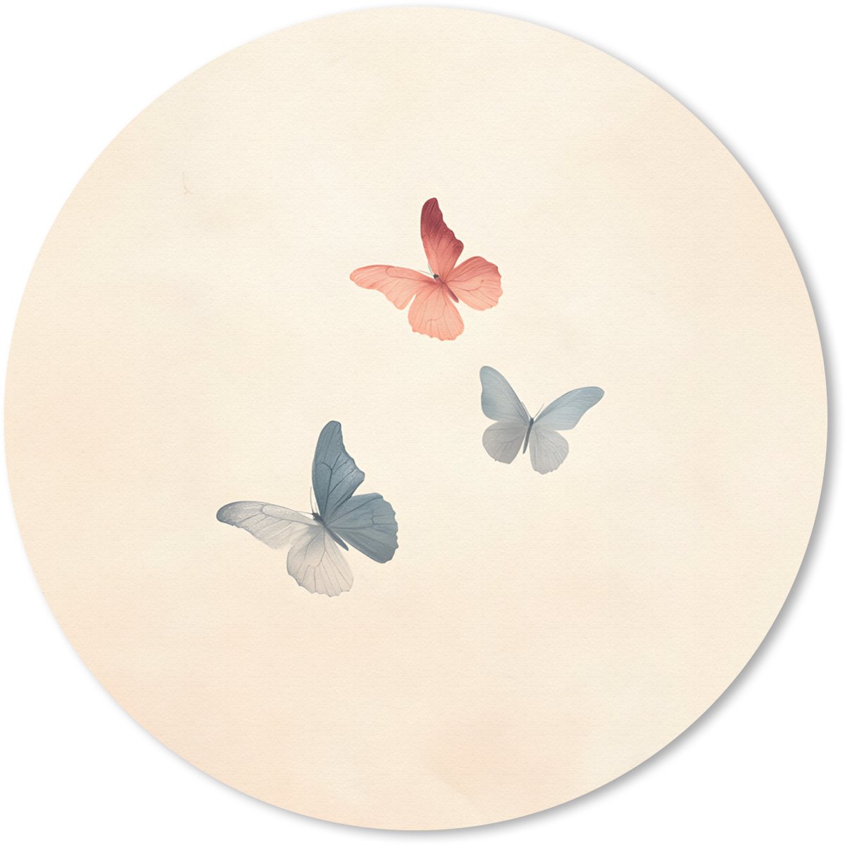 Muismat rond 50x50 cm - Mousepad Vlinders - Minimalistisch - Roze - Ronde muismatten