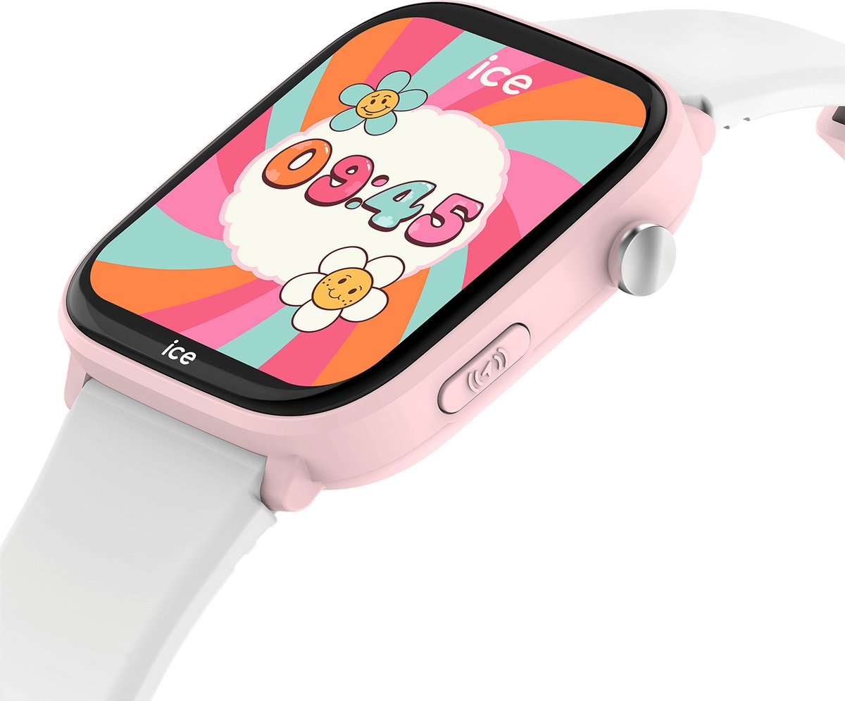 Ice-Watch - ICE smart junior 3.0 Pink White 1,75 AMOLED - Rechthoekig verbonden horloge in roze voor meisjes met siliconen band - 024297 (1,75 inch