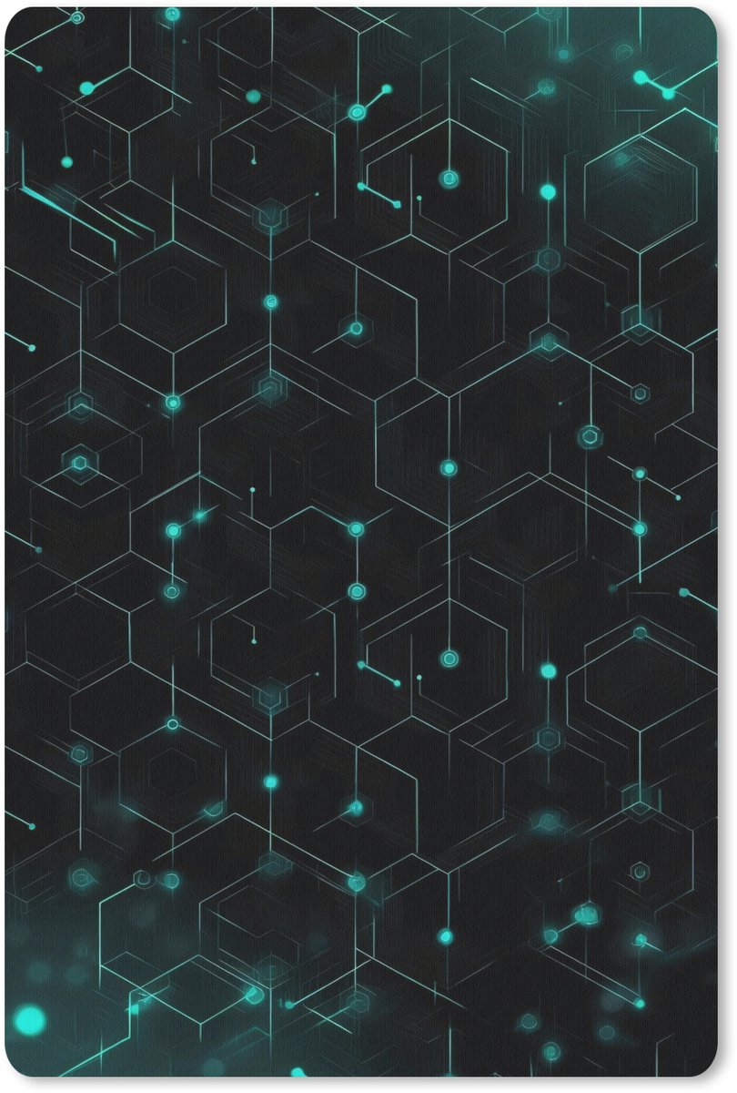 Muismat 18x27 cm - Mousepad Gaming - Netwerk - Blauw - Punten - Patroon - Muismatten