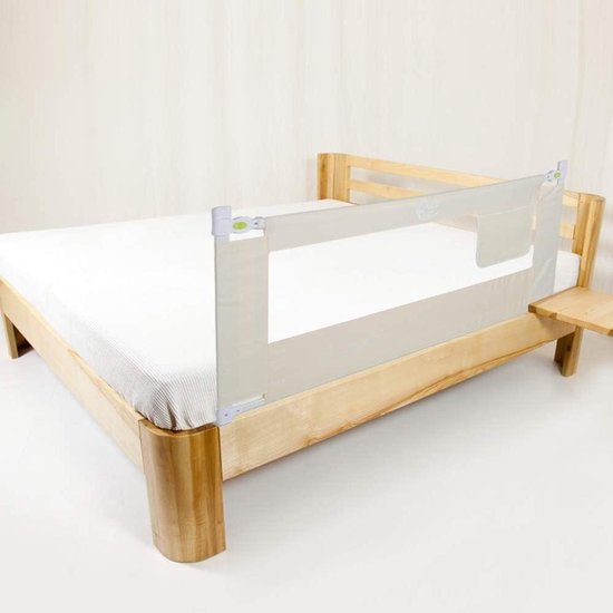 Allecto Plus - Barrière de lit pliante beige double Protection pour lit enfant avec pack Extra (200 x 68 cm) - Barrière de lit antichute