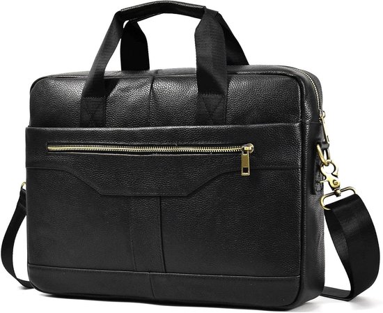 Laptoptas 15,6 inch - Lederen Aktetas - Schoudertas - Messenger Tas ...