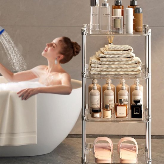 Badkamer Plank 3-Tier Wandmontage Plank Opbergrek Verstelbare Laag Vrijstaande Plant Stand Handdoek Houder Over Toilet Planken Woonkamer Keuken Bruin door Domax