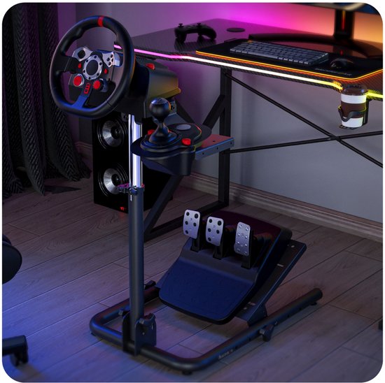 Huzaro Speed 2.0 Racestuurstandaard - Compatibel met Logitech, Fanatec & Thrustmaster - Verstelbaar, Opvouwbaar - Met Shifter Plaat - Zwart van Huzaro — afbeelding 3