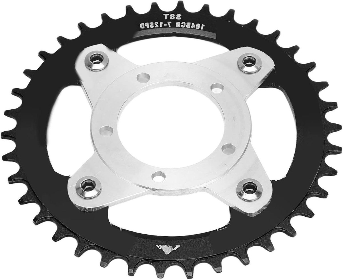 Allecto Plus - Fietskettingblad met Adapter 104BCD 38T Aluminium Kettingschakelspider Adapter voor Centrale Motor Bafang BBS01